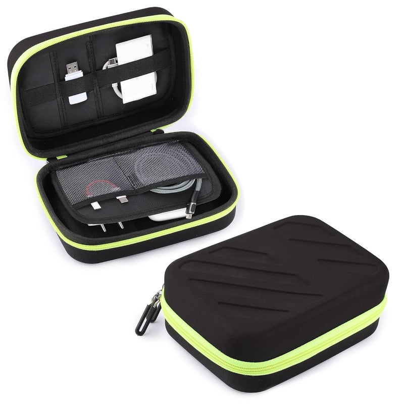 GadgetBite EVA Portable Pouch for Electronic Accessories USB Cables, Power Bank, Battery, Portable Hard Drive, SD Memory Card, Earphones, Travel Gadgets Travel Friendly Case(Black&Green) - Image 1