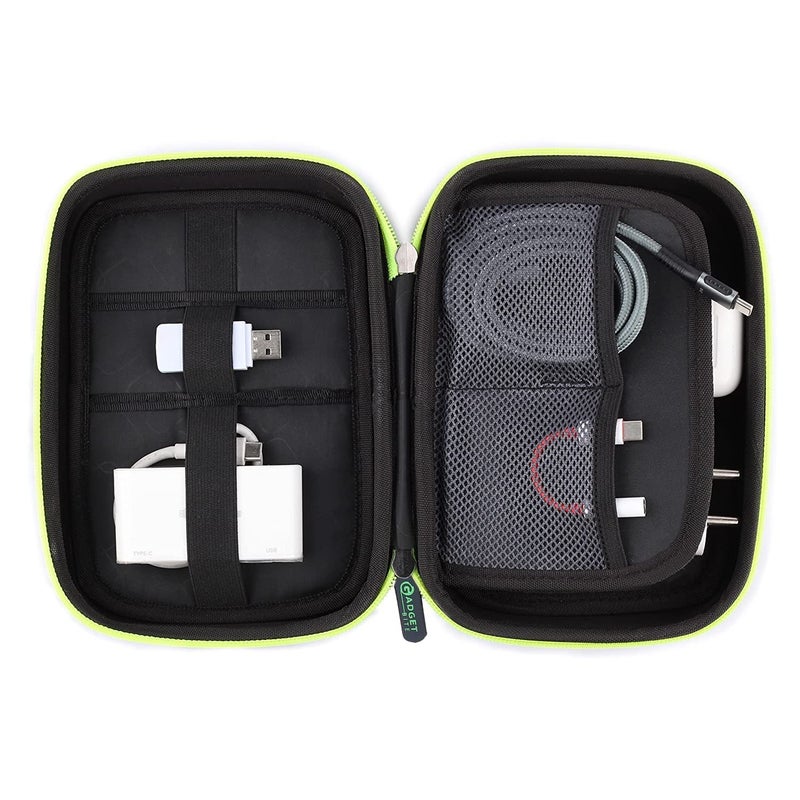 GadgetBite EVA Portable Pouch for Electronic Accessories USB Cables, Power Bank, Battery, Portable Hard Drive, SD Memory Card, Earphones, Travel Gadgets Travel Friendly Case(Black&Green) - Image 4