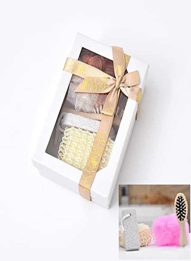 SQUICKLE Bathing Set With Gift Box/ Fashionable Bath Tool Set/ Bath Accessories - Pumice Stone, Bamboo Hair Detangling Brush, Loofah, Body Sponge(Multicolor) - Image 1