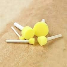 BANIRA 5 Pcs Round Stencil Sponge Yellow Dabber Wooden Handle Foam Brush Furniture Art Crafts Painting Tool Supplies Painting Stippler Set DIY Painting Tools in 5 Sizes - Image 3