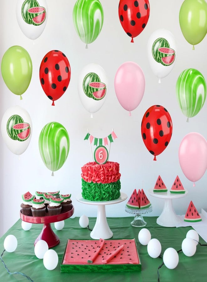 Vibzox Watermelon Print Balloons,30Pcs 12Inch Green White melon Print Balloons with Red Polka Dot Balloon for Summer Baby Shower Birthday Wedding Graduation Birthday Watermelon Fruit Theme Party Decorations - Image 4