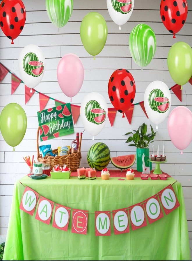 Vibzox Watermelon Print Balloons,30Pcs 12Inch Green White melon Print Balloons with Red Polka Dot Balloon for Summer Baby Shower Birthday Wedding Graduation Birthday Watermelon Fruit Theme Party Decorations - Image 3