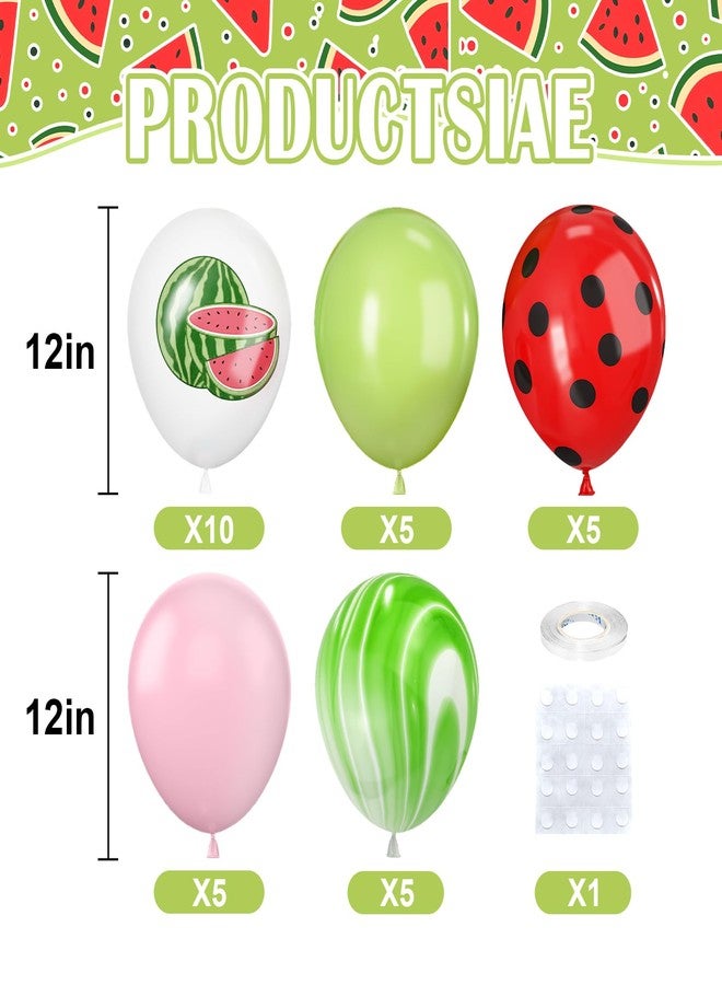 Vibzox Watermelon Print Balloons,30Pcs 12Inch Green White melon Print Balloons with Red Polka Dot Balloon for Summer Baby Shower Birthday Wedding Graduation Birthday Watermelon Fruit Theme Party Decorations - Image 2