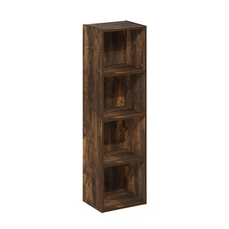 Furinno PASIR Book Shelf, 4-Tier Modern Bookshelf, Open Shelves Bookcase 9 x 12 x 42, for Living Room, Bedroom, Home Office, Amber Pine - Image 5