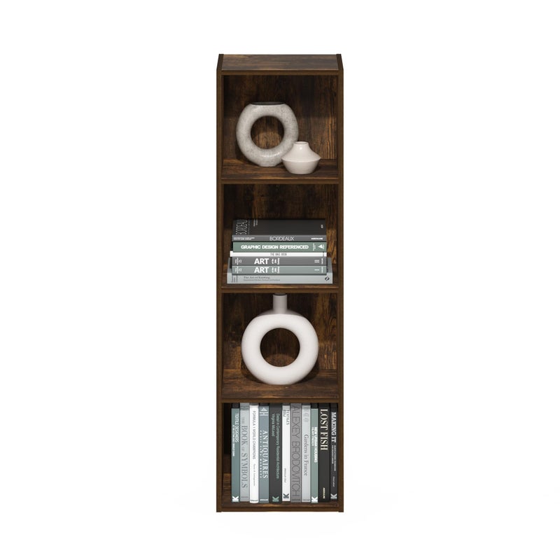 Furinno PASIR Book Shelf, 4-Tier Modern Bookshelf, Open Shelves Bookcase 9 x 12 x 42, for Living Room, Bedroom, Home Office, Amber Pine - Image 4