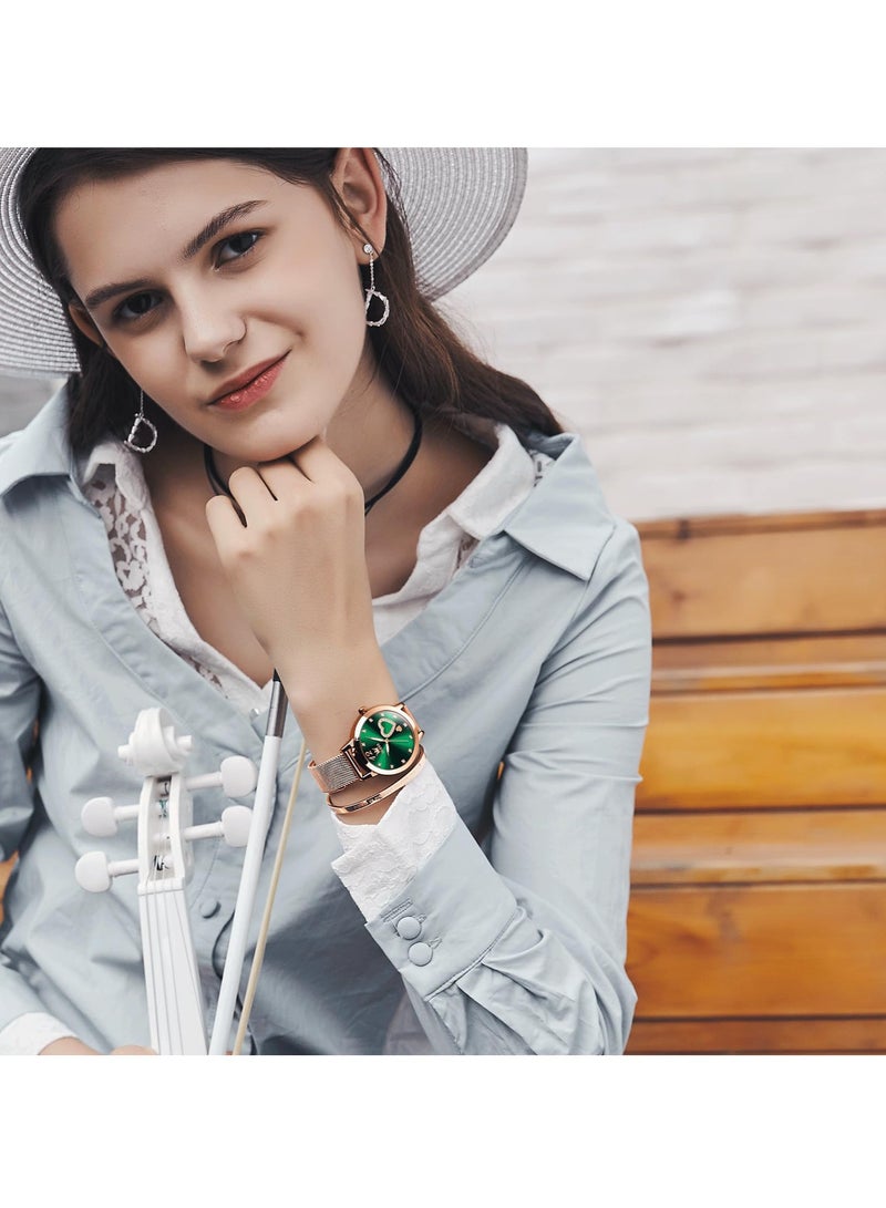 OLEVS Women's Small Wrist Cute Diamond Heart Shape Fashion Waterproof Watch 5189 - Image 3