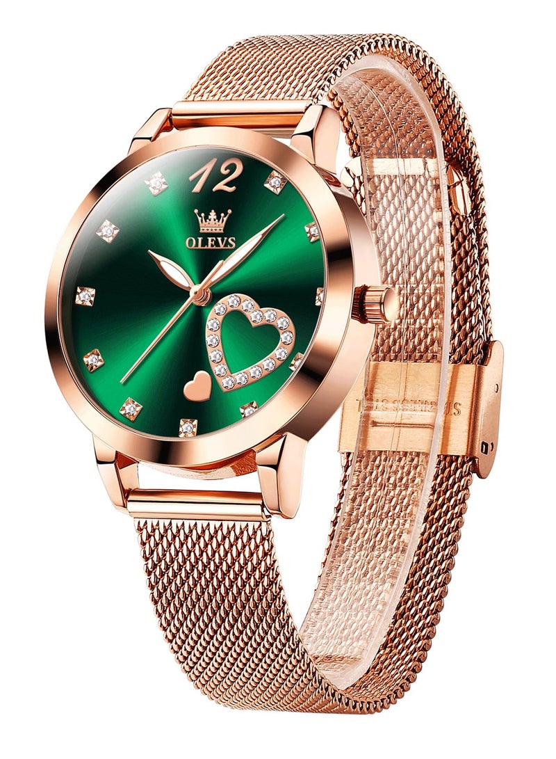OLEVS Women's Small Wrist Cute Diamond Heart Shape Fashion Waterproof Watch 5189 - Image 1