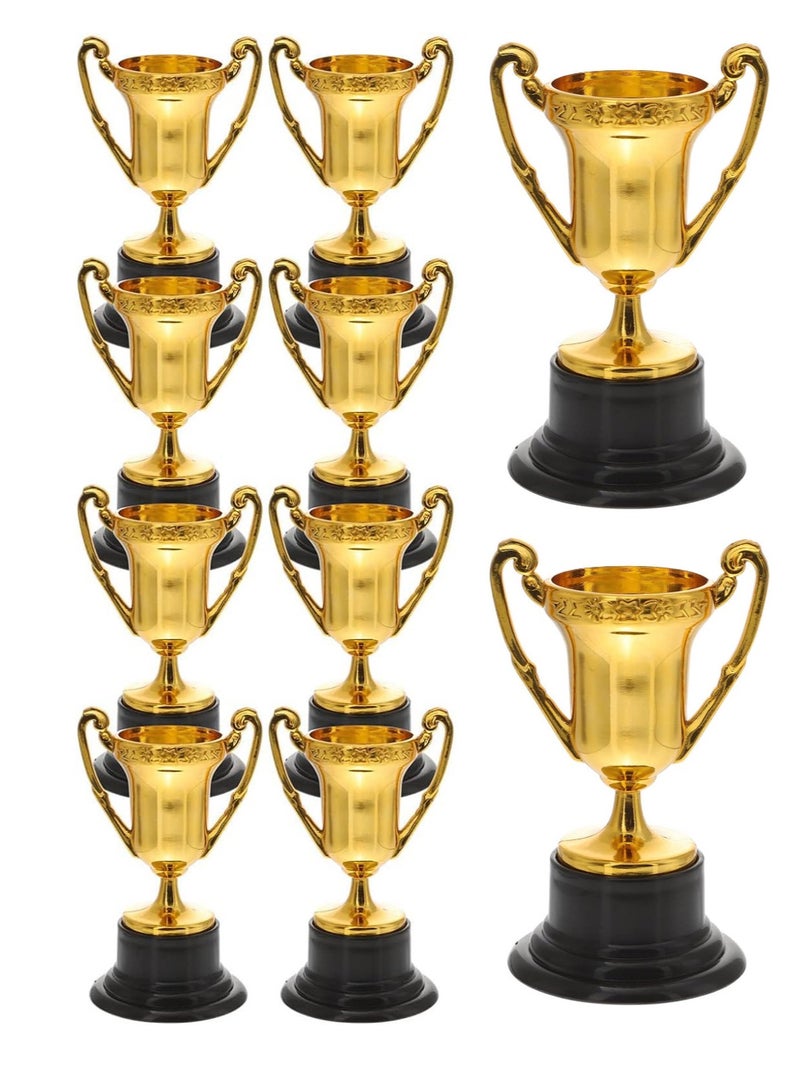 10 Pcs Gold Plastic Trophy Cups for Kids Competitions and Parties , Mini Reward Medals for Winners - Image 1