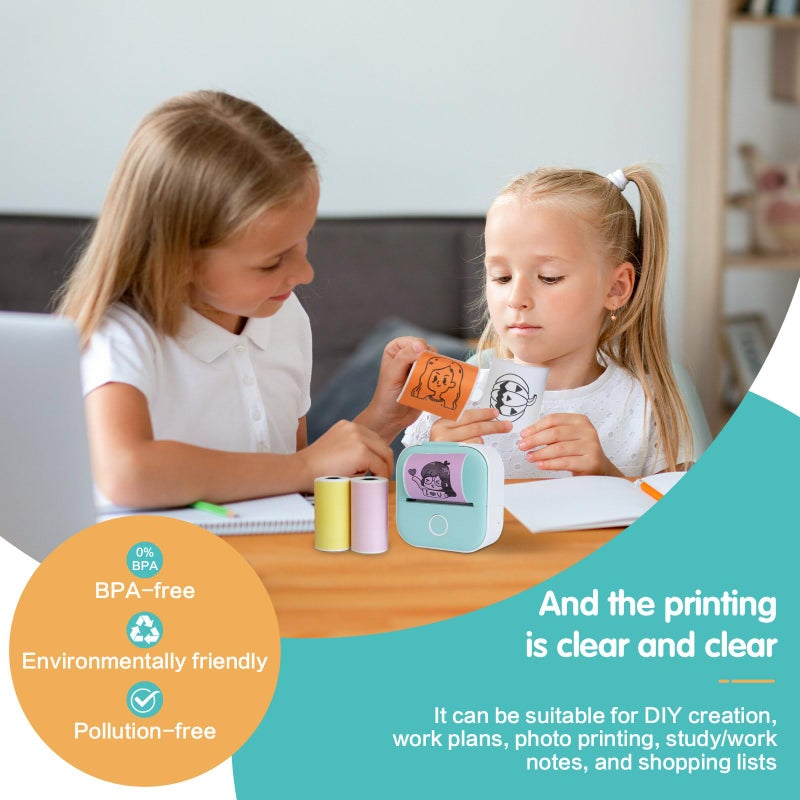HiABNRT 6 Rolls 53mm Mini Thermal Printer Stickers Paper, Multicolor Mini Printer Sticker Paper, Photo Printer Labels Paper, Compatible M02/T02, Kids Instant Camera, To-do Lists, Notes, Black, Photo - Image 2
