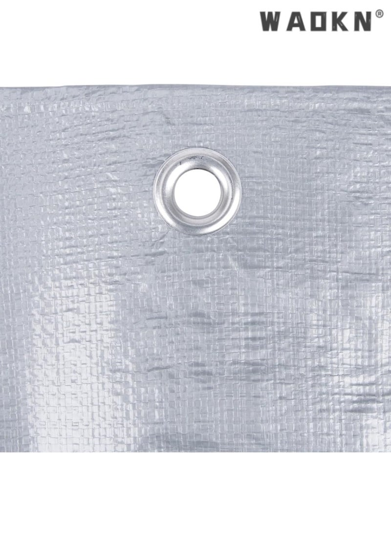 WAOKN Tarp Cover Waterproof Dustproof Tear-Resistant Foldable Great for Tarpaulin Canopy Tent, Boat, RV Or Pool Cover Performance Tool, Standard Poly Tarp,Double-Sided Silver , 2*3 meters  - Image 3