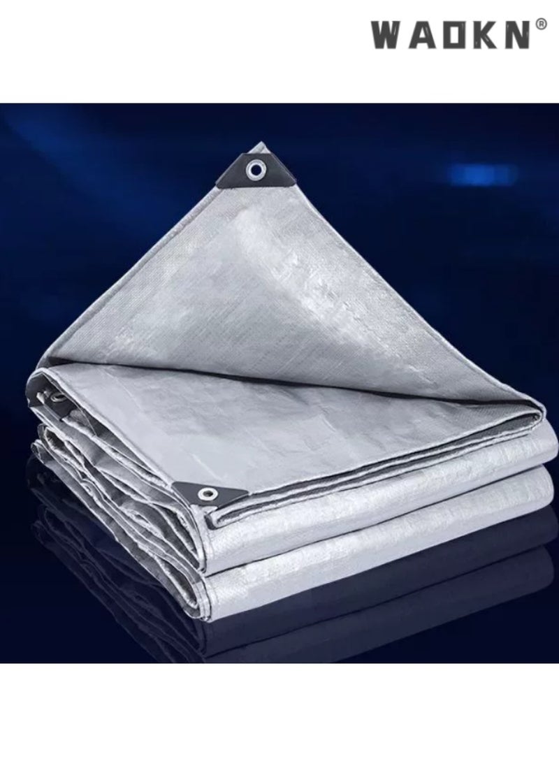 WAOKN Tarp Cover Waterproof Dustproof Tear-Resistant Foldable Great for Tarpaulin Canopy Tent, Boat, RV Or Pool Cover Performance Tool, Standard Poly Tarp,Double-Sided Silver , 2*3 meters  - Image 2