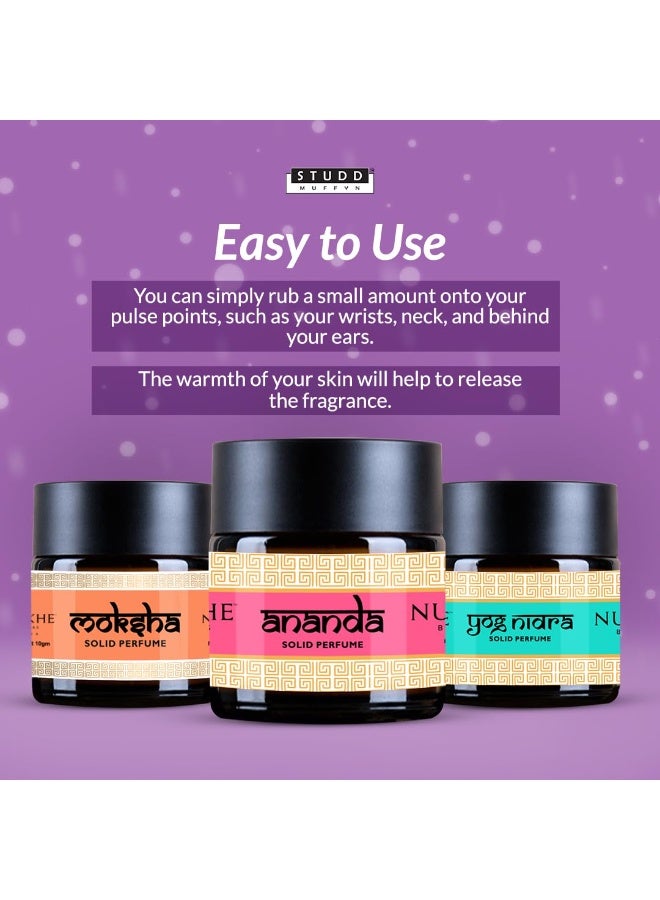 Studd Muffyn Nuskhe by Paras | Solid Perfume (Pack of 3) (Ananda, Moksha, YOG Nidra) | for Men & Women | Perfume Gift Set | 10 Gram Each | Long Lasting Perfume - Image 3