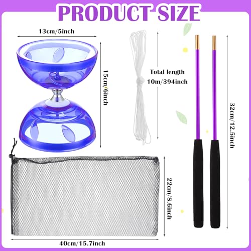 Simgoing Chinese Yoyo Diabolo Set Includes Colorful Chinese Yoyo with 2 Pieces Diabolo Sticks 1 Piece String 1 Net Bag for FunPurplePopular Style - Image 5