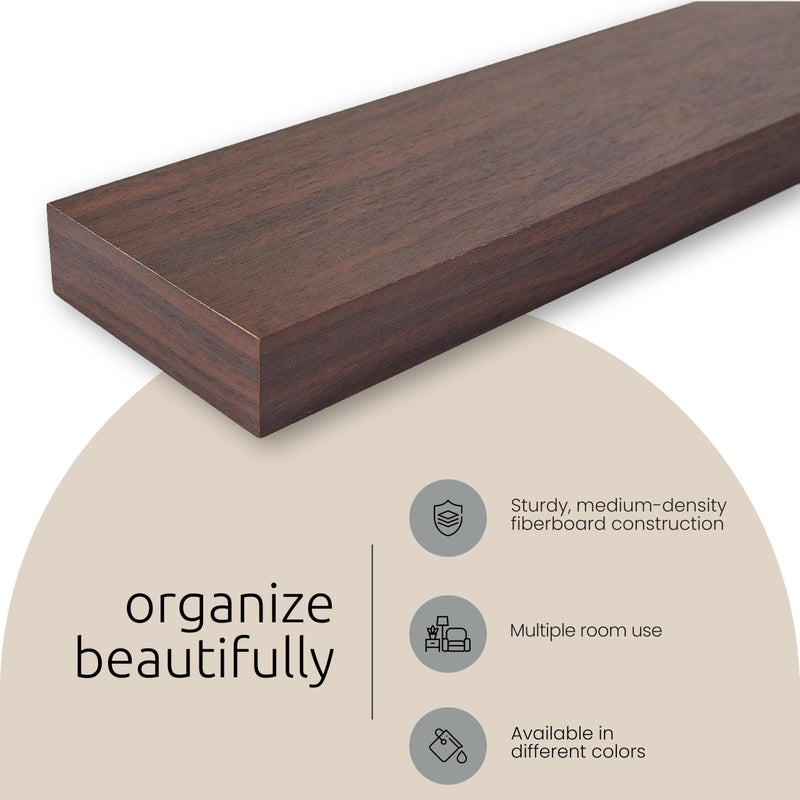 Kiera Grace Stockholm Maine Floating Shelves, Modern Wall Mounted Hanging Shelf for Bedroom, Kitchen, 24", Black, 1Pack - Image 5