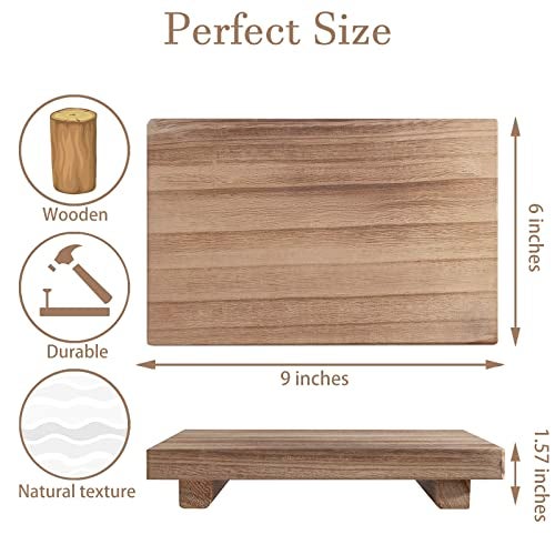 zoocatia Small Wood Tray Pedestal Stand Farmhouse Bathroom Decor Decorative Wooden Riser Kitchen Soap Dish Holder for Vanity, Counter, Sink, 9" x 5.9" - Brown - Image 4