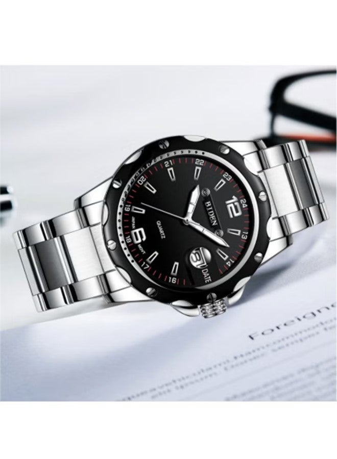 BIDEN Luxury Quartz Stainless Steel Black Dial Stylish Watch for Men Japan Movement - Image 2