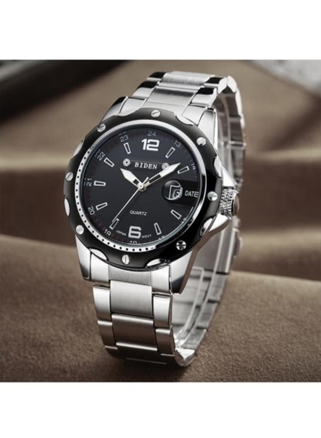 BIDEN Luxury Quartz Stainless Steel Black Dial Stylish Watch for Men Japan Movement - Image 3