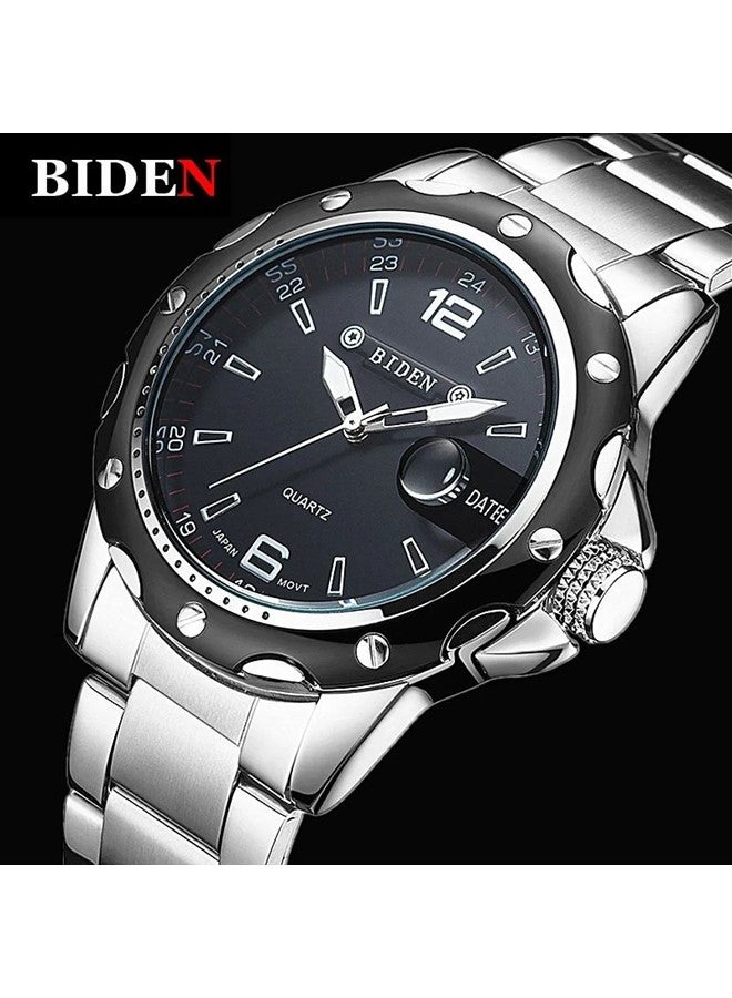 BIDEN Luxury Quartz Stainless Steel Black Dial Stylish Watch for Men Japan Movement - Image 5