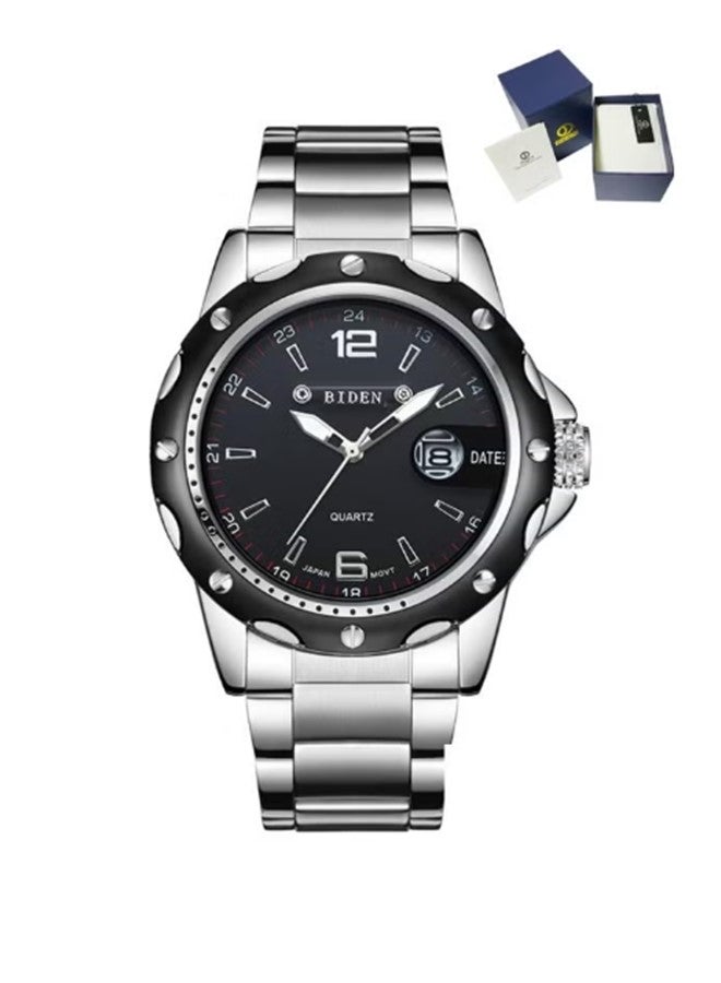 BIDEN Luxury Quartz Stainless Steel Black Dial Stylish Watch for Men Japan Movement - Image 1