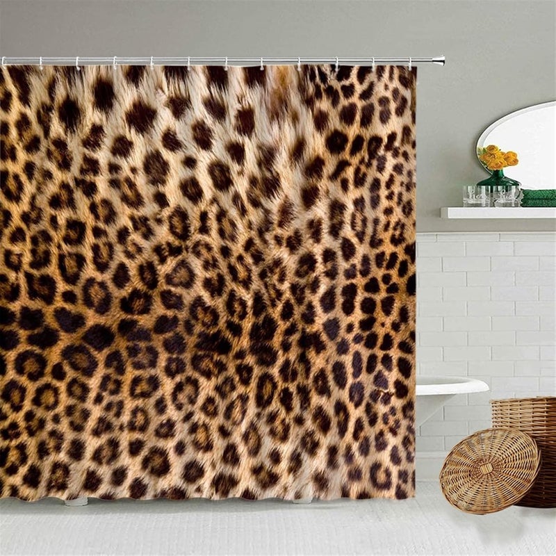 Style Leopard Pattern Shower Curtain Wild Animal Print Bathroom Bathtub Decoration Gift Waterproof Curtains Screen Funny Shower Curtain (Color : B, Size : 120x180cm-47x70in) (Yellow 180x230cm) - Image 2