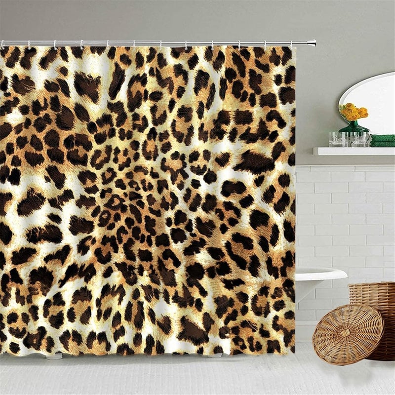 Style Leopard Pattern Shower Curtain Wild Animal Print Bathroom Bathtub Decoration Gift Waterproof Curtains Screen Funny Shower Curtain (Color : B, Size : 120x180cm-47x70in) (Yellow 180x230cm) - Image 5