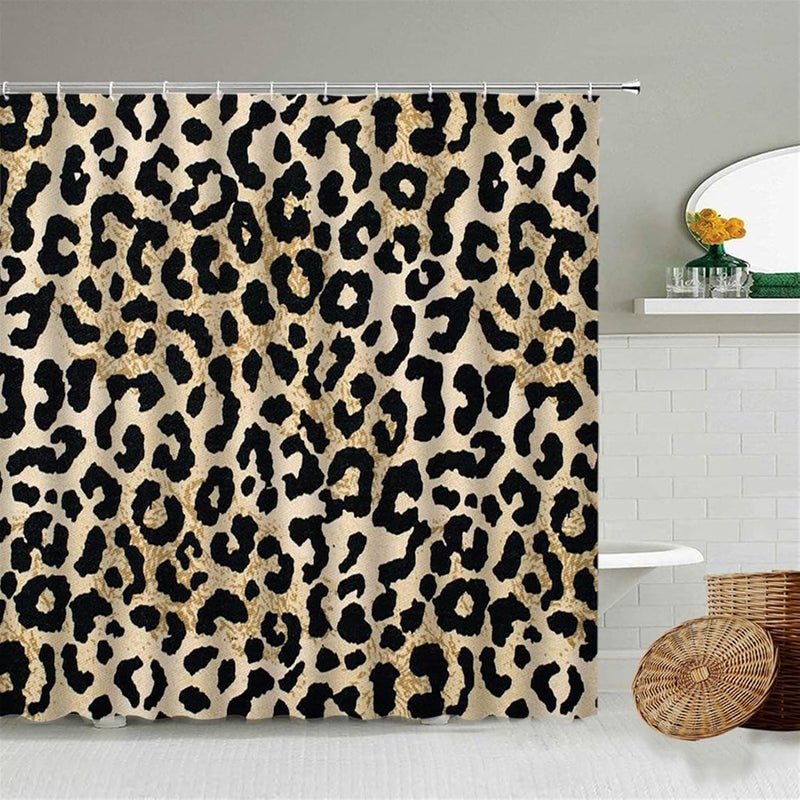 Style Leopard Pattern Shower Curtain Wild Animal Print Bathroom Bathtub Decoration Gift Waterproof Curtains Screen Funny Shower Curtain (Color : B, Size : 120x180cm-47x70in) (Yellow 180x230cm) - Image 4