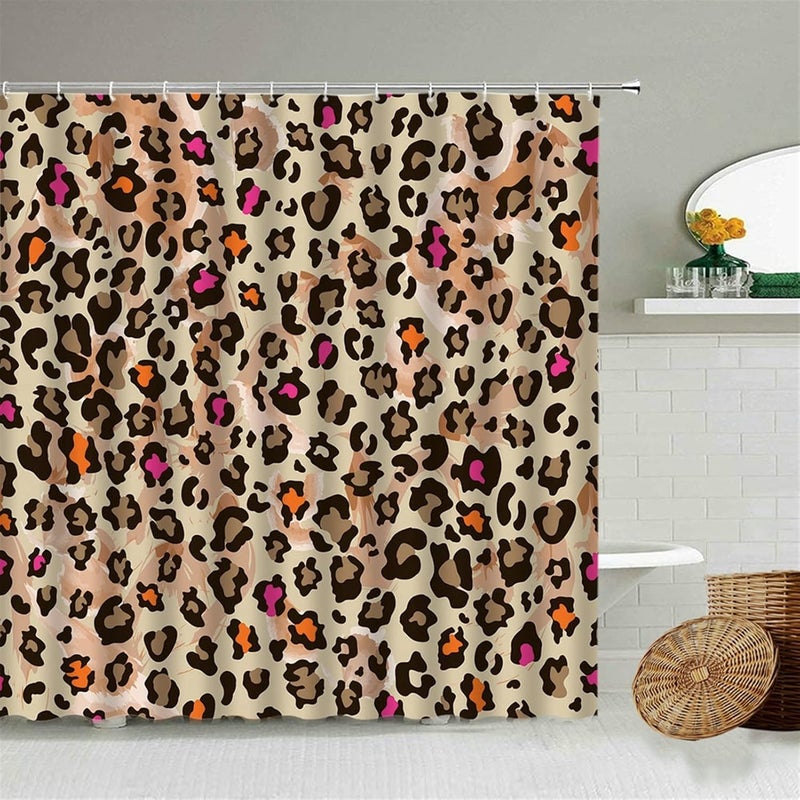 Style Leopard Pattern Shower Curtain Wild Animal Print Bathroom Bathtub Decoration Gift Waterproof Curtains Screen Funny Shower Curtain (Color : B, Size : 120x180cm-47x70in) (Yellow 180x230cm) - Image 3