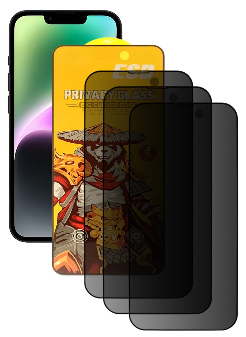 ESD 3 Pieces Tempered Dustproof Privacy Glass Screen Protector Compatible For iPhone 14 - Image 1