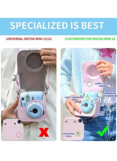 Unewshi Protective Case for Fujifilm Instax Mini 12 Instant Camera Leather Bag - With Light sensitive Holes Adjustable Shoulder Strap, Lower Right Lens Fit, Better Protection (Pink Bow Tie)  - Image 4