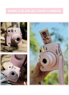 Unewshi Protective Case for Fujifilm Instax Mini 12 Instant Camera Leather Bag - With Light sensitive Holes Adjustable Shoulder Strap, Lower Right Lens Fit, Better Protection (Pink Bow Tie)  - Image 5
