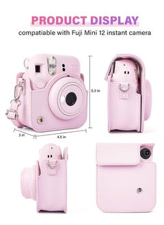 Unewshi Protective Case for Fujifilm Instax Mini 12 Instant Camera Leather Bag - With Light sensitive Holes Adjustable Shoulder Strap, Lower Right Lens Fit, Better Protection (Pink Bow Tie)  - Image 3