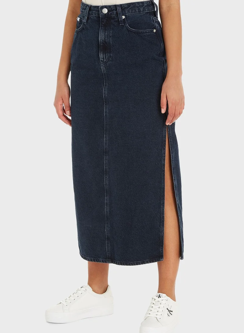 Calvin Klein Jeans High Waist Denim Maxi Skirt