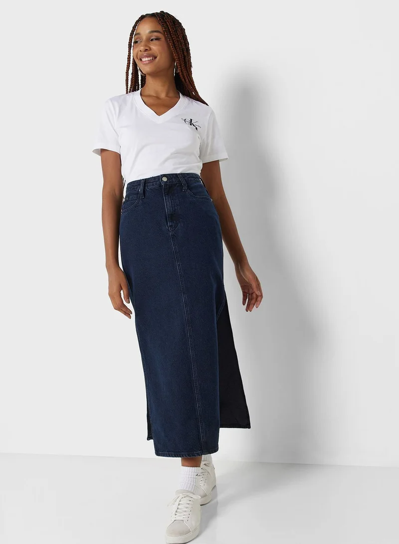 Calvin Klein Jeans High Waist Denim Maxi Skirt