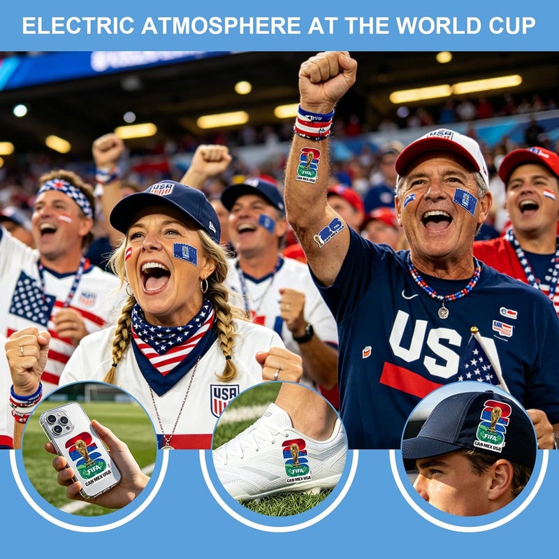 ميسوكا FIFA World Cup 2026 Official Licensed USA Sticker Collection for Fans, 12PCS Stickers Waterproof Vinyl Decals with Trophy, Flag, Jersey & Soccer for Laptop Water Bottle Car Phone Notebook - Image 2