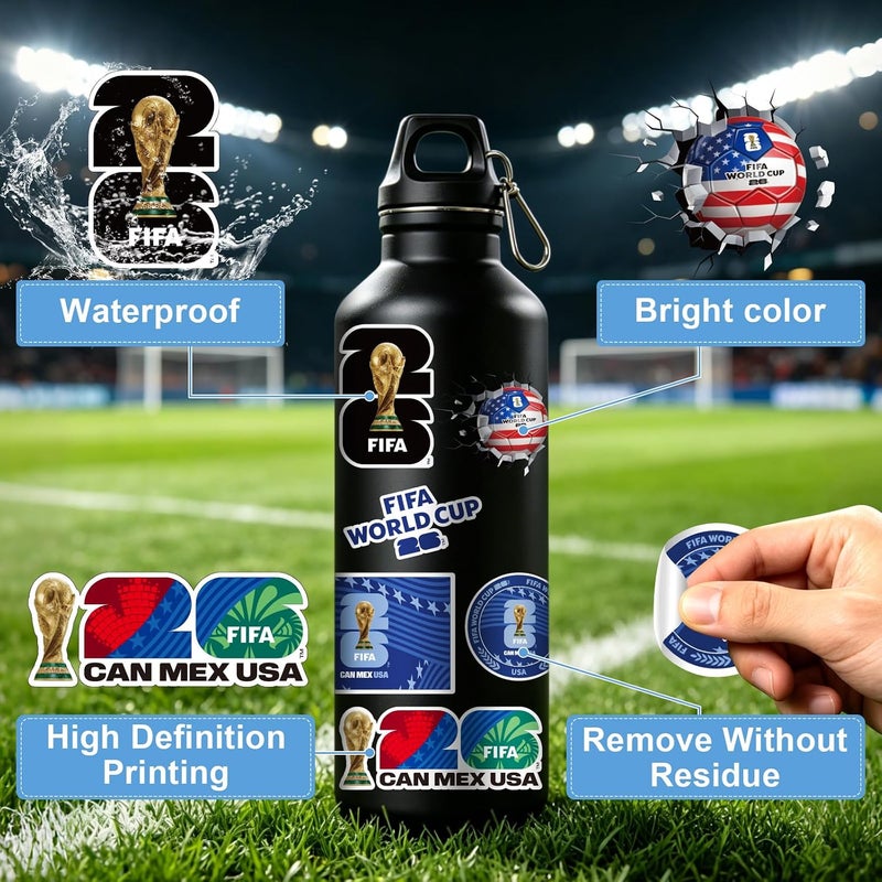 ميسوكا FIFA World Cup 2026 Official Licensed USA Sticker Collection for Fans, 12PCS Stickers Waterproof Vinyl Decals with Trophy, Flag, Jersey & Soccer for Laptop Water Bottle Car Phone Notebook - Image 4