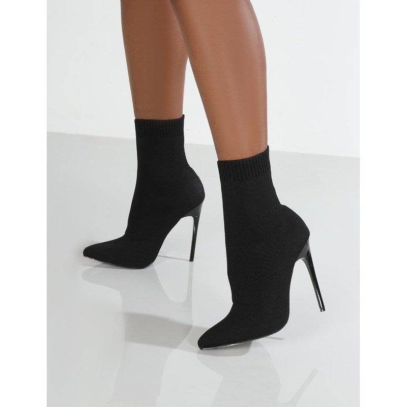 Autumn Knitted Elastic Boots Pointed Socks Boots High Heel Short Boots Plus Size Thin Heel Socks Boots - Image 1