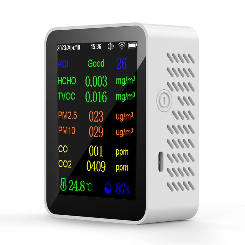 Portable Air Quality Meter 9in1 PM2.5 PM10 CO CO2 TVOC HCHO AQI Temperature and Humidity Tester Color Screen Carbon Dioxide Detector - Image 1