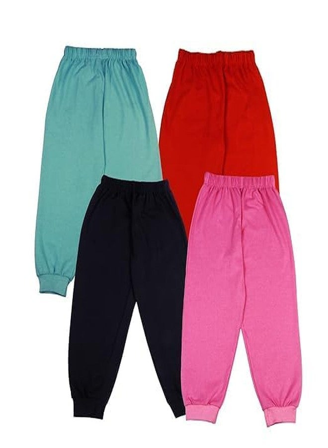 Sakuya Kids Track Pants for Boys & Girls - Cotton Regular Fit Daily Use Lower Pants | Comfortable & Easy to Wear Trendy Nightwear | Stretchable Pants - Pack of 4 - Parent (Multicolor, 0-6 Months) - Image 1