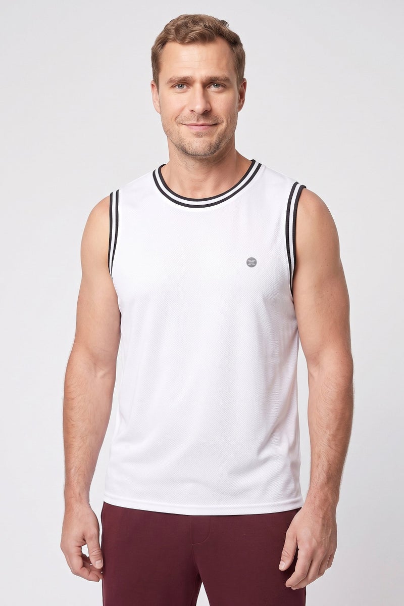 RBX Men Sportswear Fit Sleeveless Basketball Vest, White - Image 1