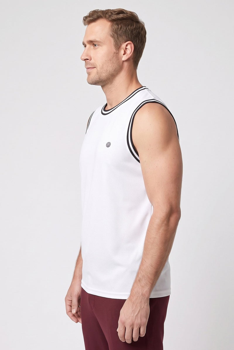 RBX Men Sportswear Fit Sleeveless Basketball Vest, White - Image 3