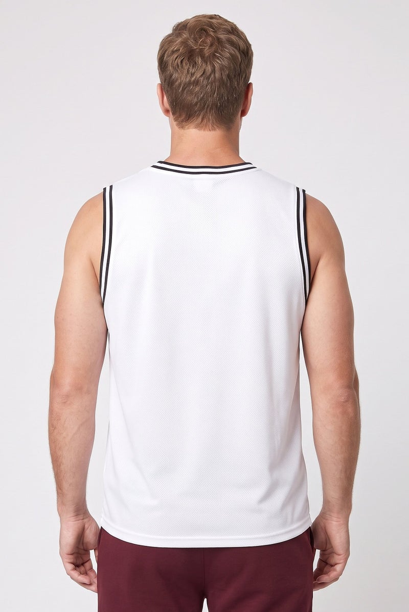 RBX Men Sportswear Fit Sleeveless Basketball Vest, White - Image 4