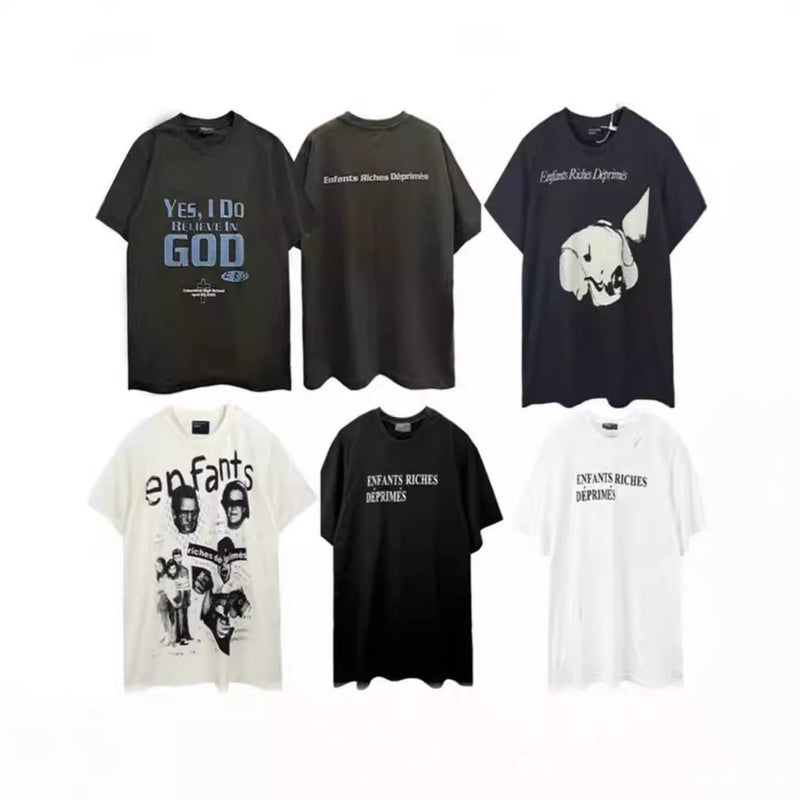 New Style Melancholic Rich Kid Erd Sketch Graffiti Loose Casual Short-Sleeve T-Shirt Trendy Brand Unisex Short-Sleeve Cotton T-Shirt - Image 2