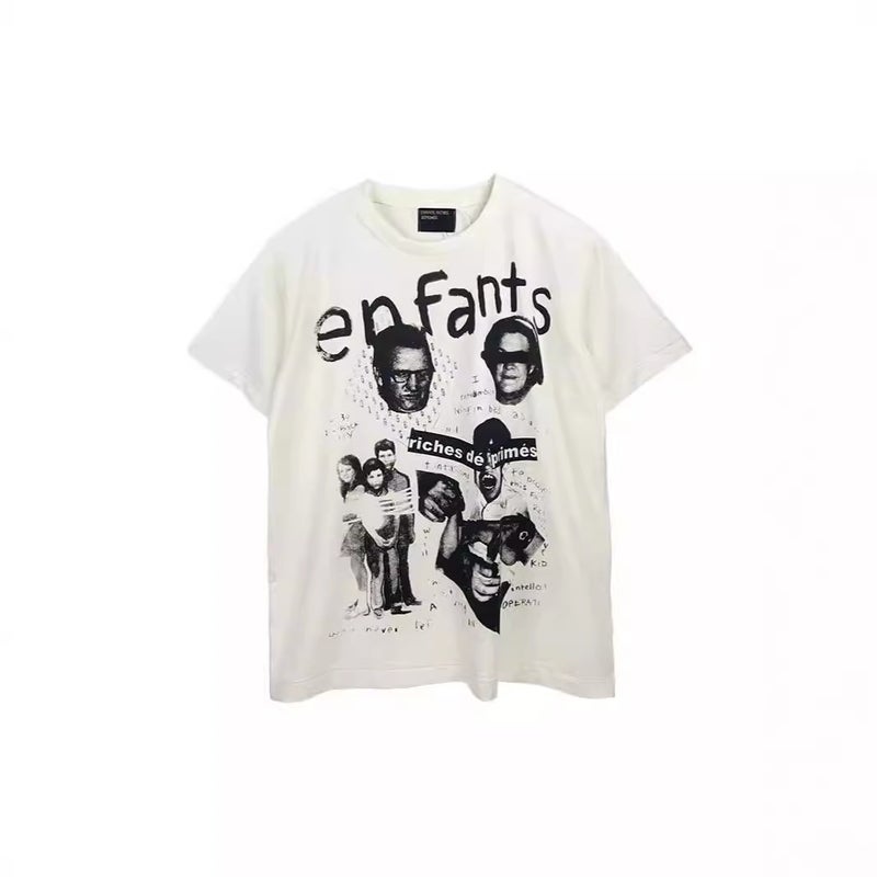 New Style Melancholic Rich Kid Erd Sketch Graffiti Loose Casual Short-Sleeve T-Shirt Trendy Brand Unisex Short-Sleeve Cotton T-Shirt - Image 3