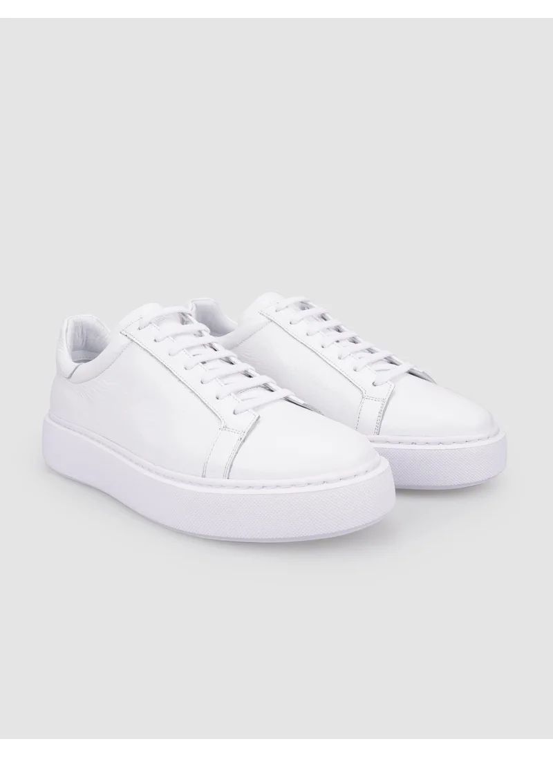 Cabani Leather White Laced Men's Sneakers