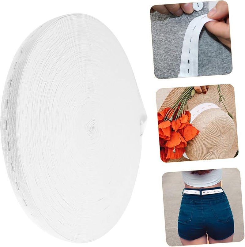 White Polyester Sewing Elastic Band 40m Roll Adjustable Stretchy Straps String - Image 3