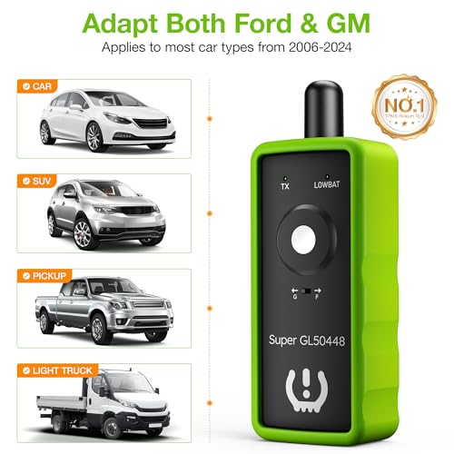 VXDAS 2IN1 TPMS Relearn Tool Super GL50448 for GM and Ford with Model Switch Button,Tire Pressure Sensor Monitor Rest Activation for Buick/Cadillac/Chevrolet/GMC/Lincoln/Mazda 2024 Edition(Green) - Image 2