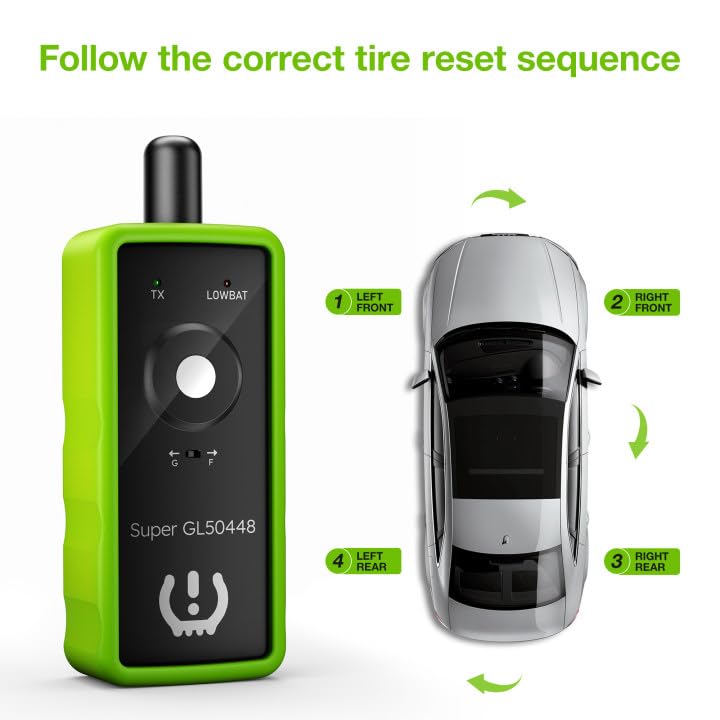 VXDAS 2IN1 TPMS Relearn Tool Super GL50448 for GM and Ford with Model Switch Button,Tire Pressure Sensor Monitor Rest Activation for Buick/Cadillac/Chevrolet/GMC/Lincoln/Mazda 2024 Edition(Green) - Image 4