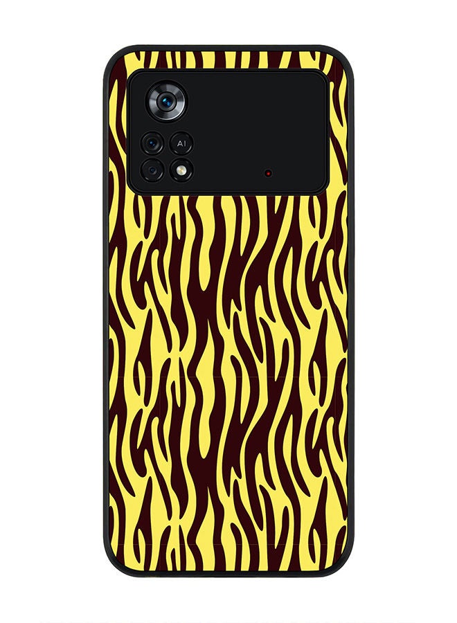 Stylizedd Rugged Black edge case for Poco M4 Pro 4G Slim fit Soft Case Flexible Rubber Edges Anti Drop TPU Gel Thin Cover - Jungle Stripes - Image 1