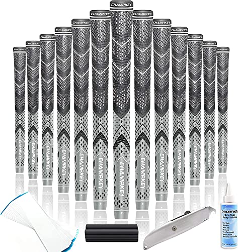 CHAMPKEY Golf Grips 13 Pack | Come with Solvent,15 Tapes,Vise Clamp and Hook Blade | All Weather Control and High Feedback Golf Club Grips - Image 1