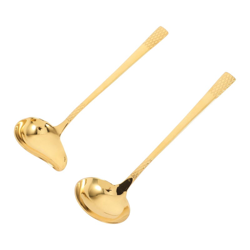 2 Pieces 304 Stainless Steel Soup Ladle With Pouring Spout For Home Kitchen Gravy Serving Gold - Image 2